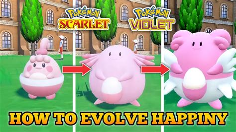 Blissey evolves from Chansey when leveled up with High Friendship, and is in the Fairy Egg Group. . Happiny evolution scarlet